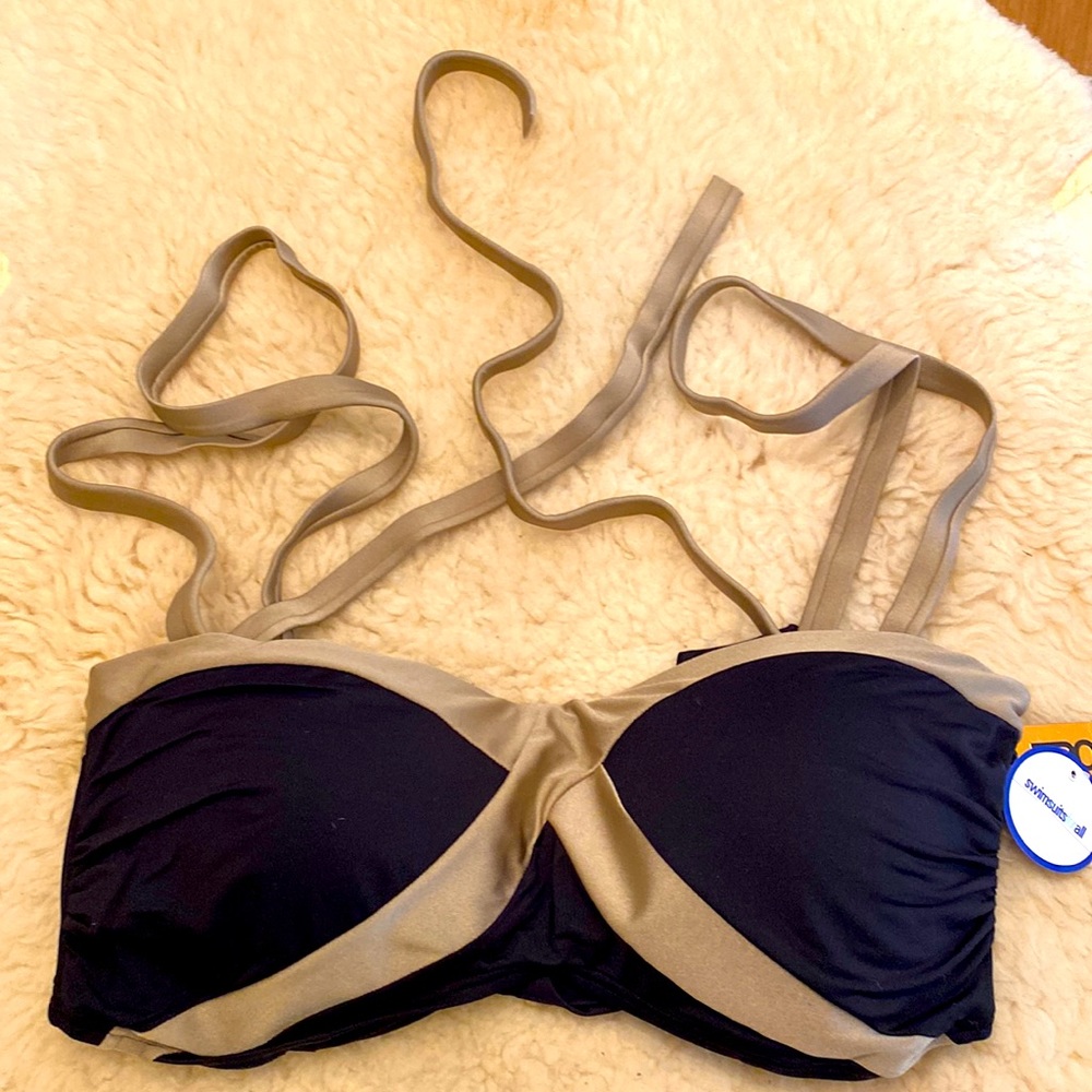 NWT Swimsuits for all Tropiculture Black and Bronze Twisty bikini plus sz 16/18
